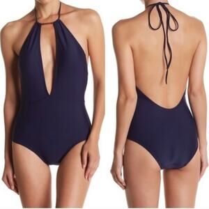 NWT Ted Baker 3 navy blue halter style one piece swimsuit size 8 B108